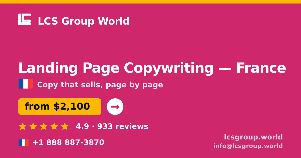 Landing Page Copywriting in Marseille — from $1,600, rated 4.9/5 by 902 clients. LCS Group World.