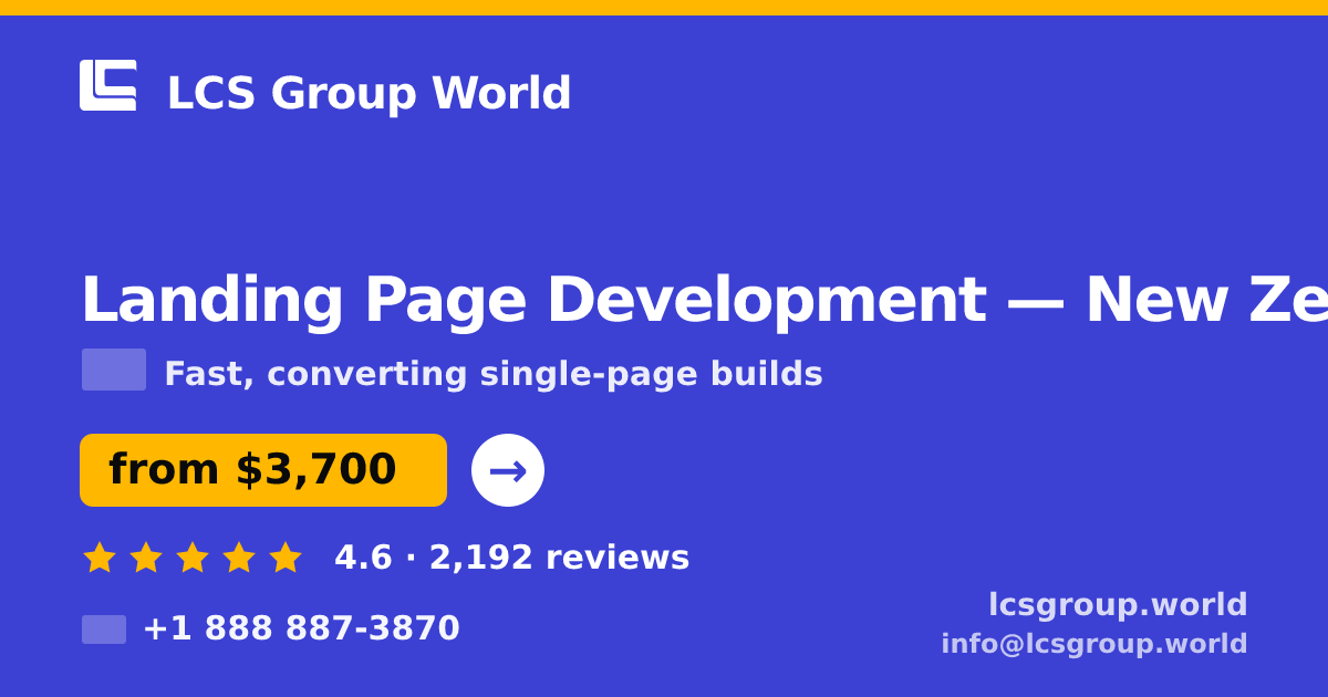 Landing Page Development in Christchurch — from $2,800, rated 4.8/5 by 1343 clients. LCS Group World.