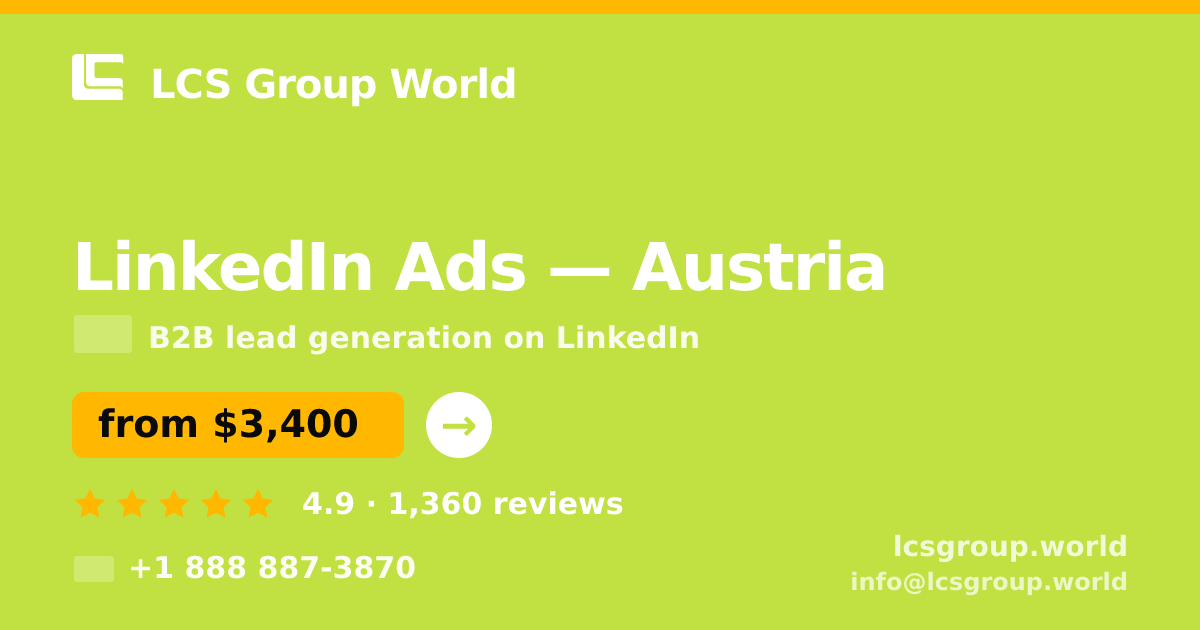 LinkedIn Ads in Graz — from $3,000/mo, rated 4.8/5 by 1144 clients. LCS Group World.