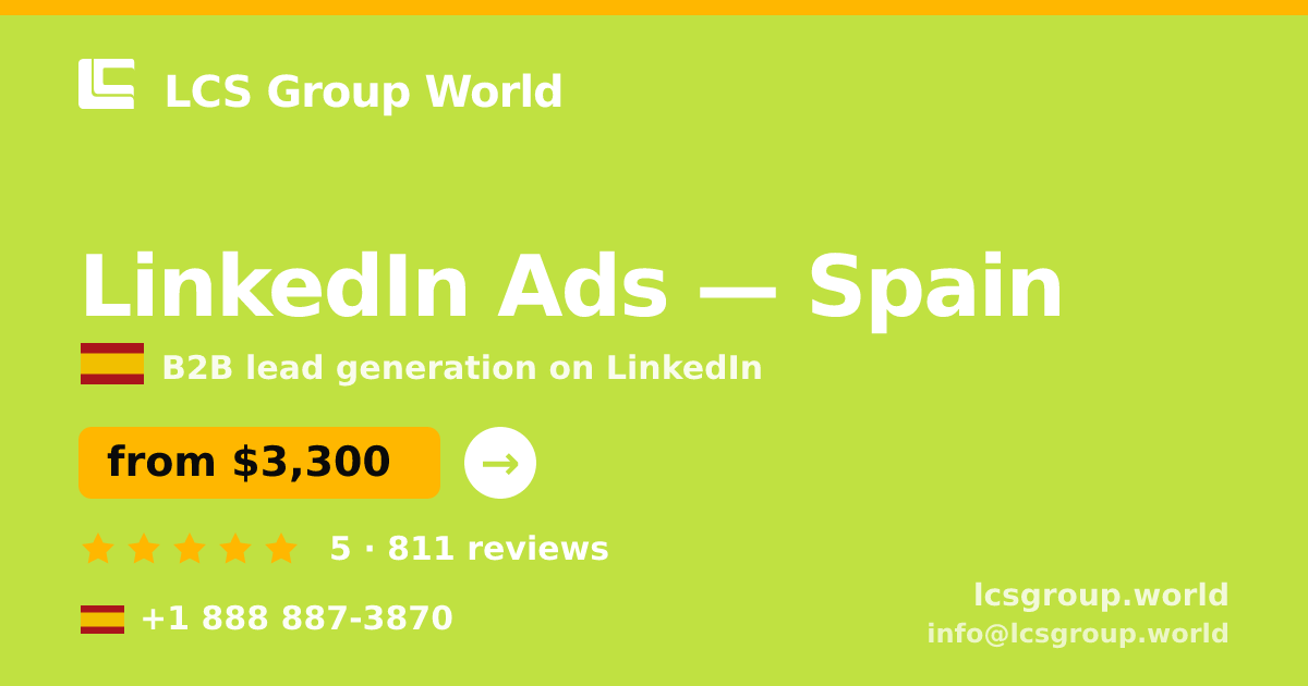 LinkedIn Ads in Valencia — from $2,100/mo, rated 4.9/5 by 3304 clients. LCS Group World.