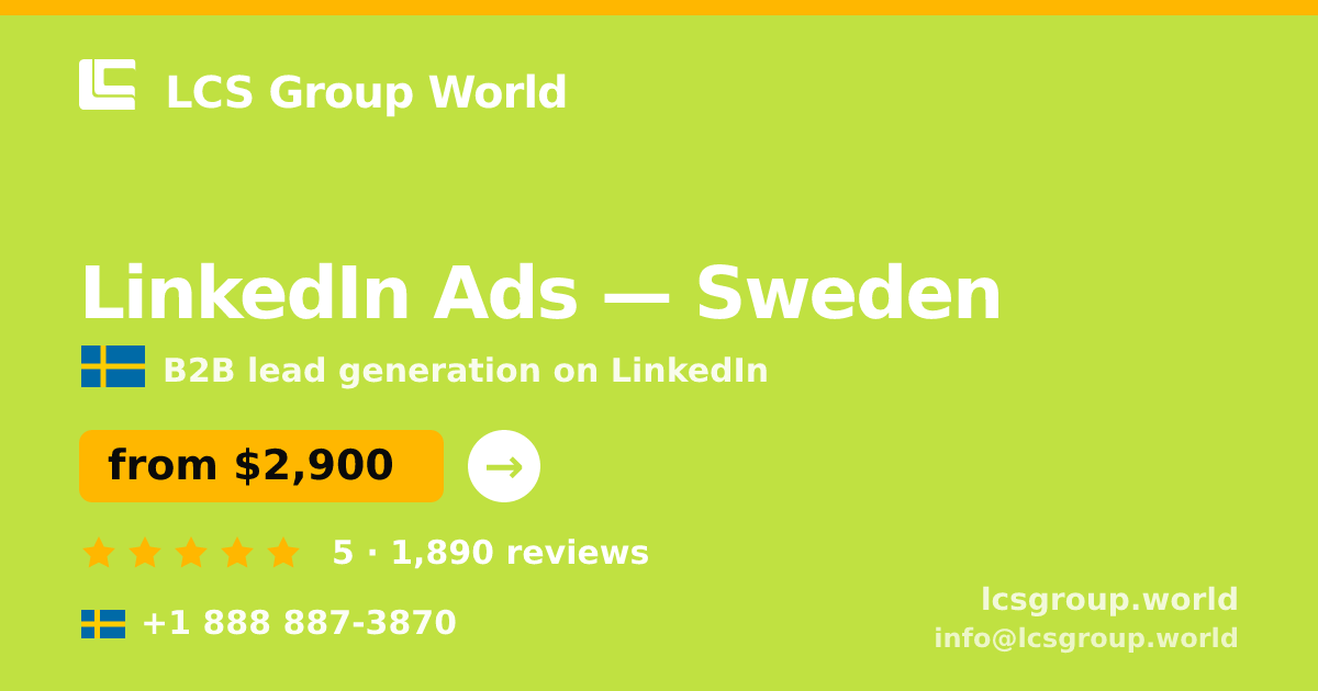 LinkedIn Ads in Malmö — from $3,500/mo, rated 5/5 by 3039 clients. LCS Group World.
