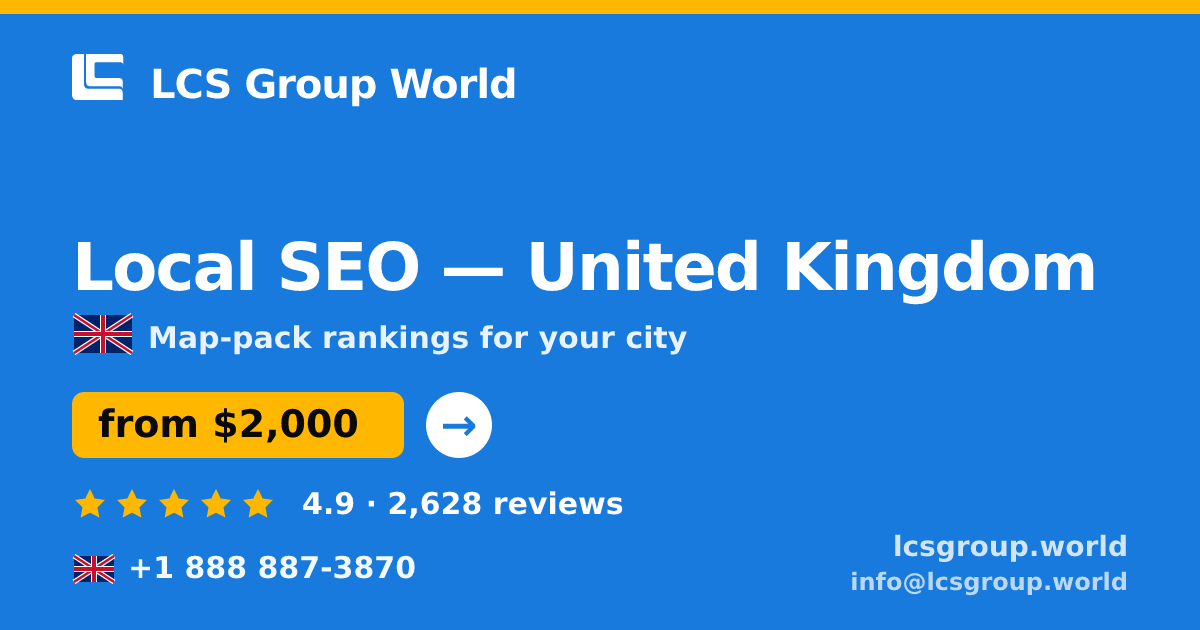 Local SEO in London — from $1,700/mo, rated 4.6/5 by 1324 clients. LCS Group World.