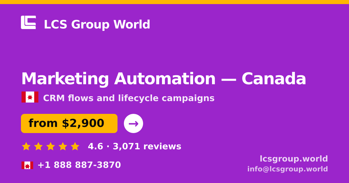 Marketing Automation in Toronto — from $2,700/mo, rated 4.9/5 by 1265 clients. LCS Group World.