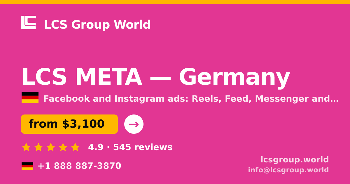 LCS META in Germany — from $3,100/mo, rated 4.9/5 by 545 clients. LCS Group World.
