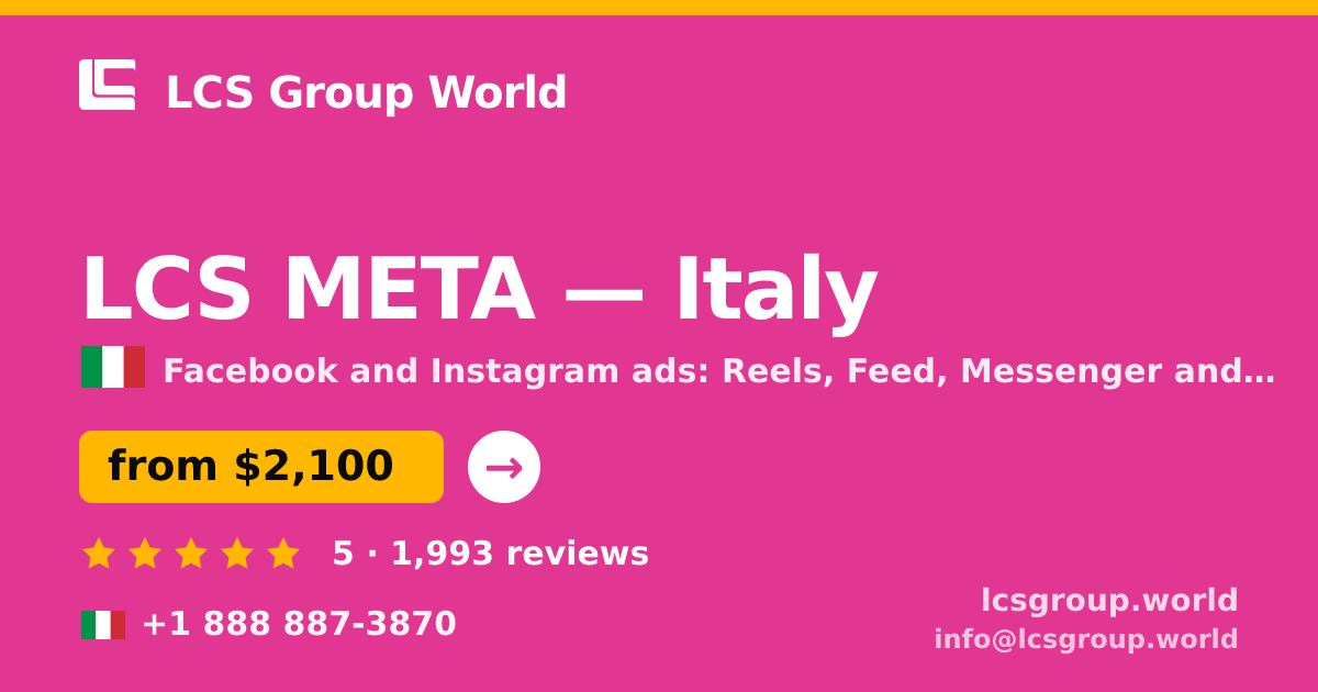 LCS META in Italy — from $2,100/mo, rated 5/5 by 1993 clients. LCS Group World.