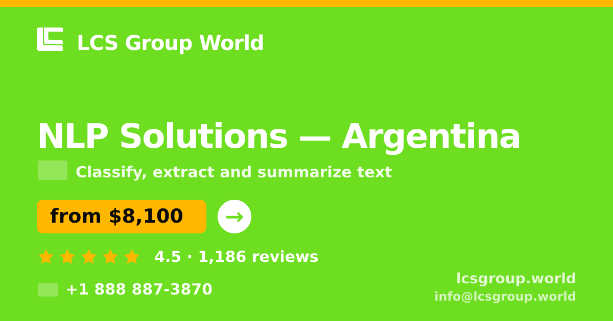 NLP Solutions in Argentina — from $8,100, rated 4.5/5 by 1186 clients. LCS Group World.