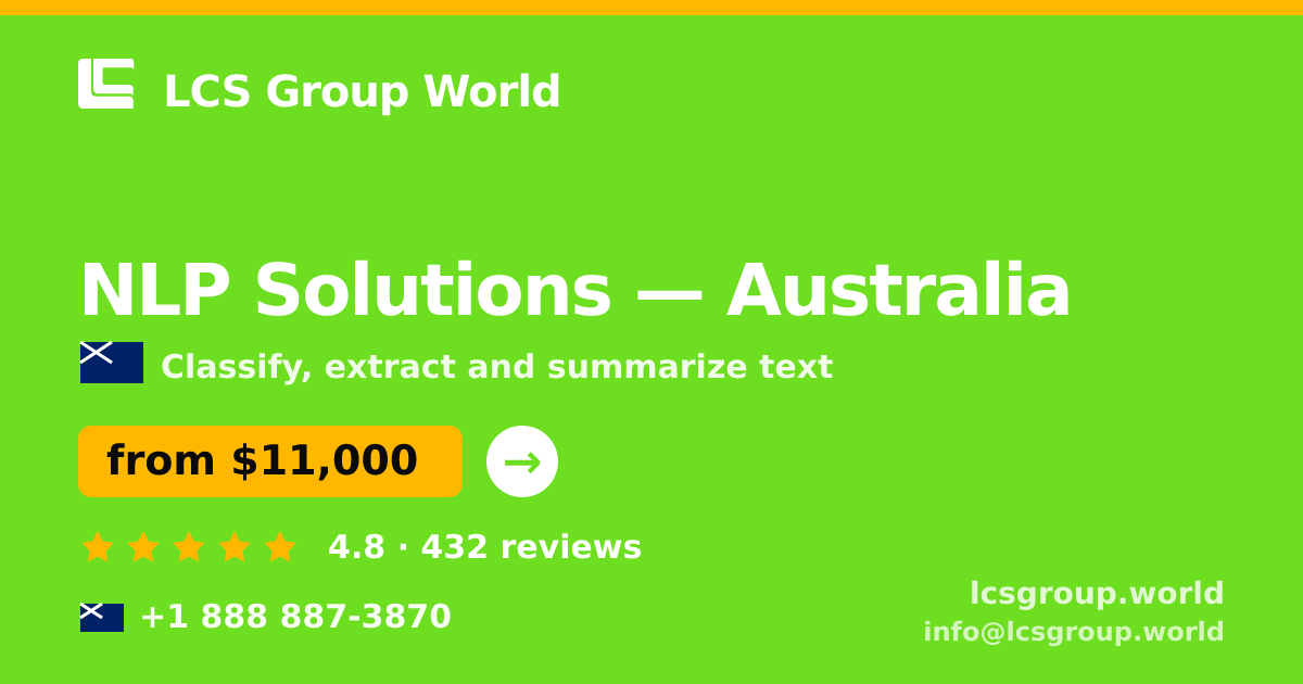 NLP Solutions in Australia — from $11,000, rated 4.8/5 by 432 clients. LCS Group World.