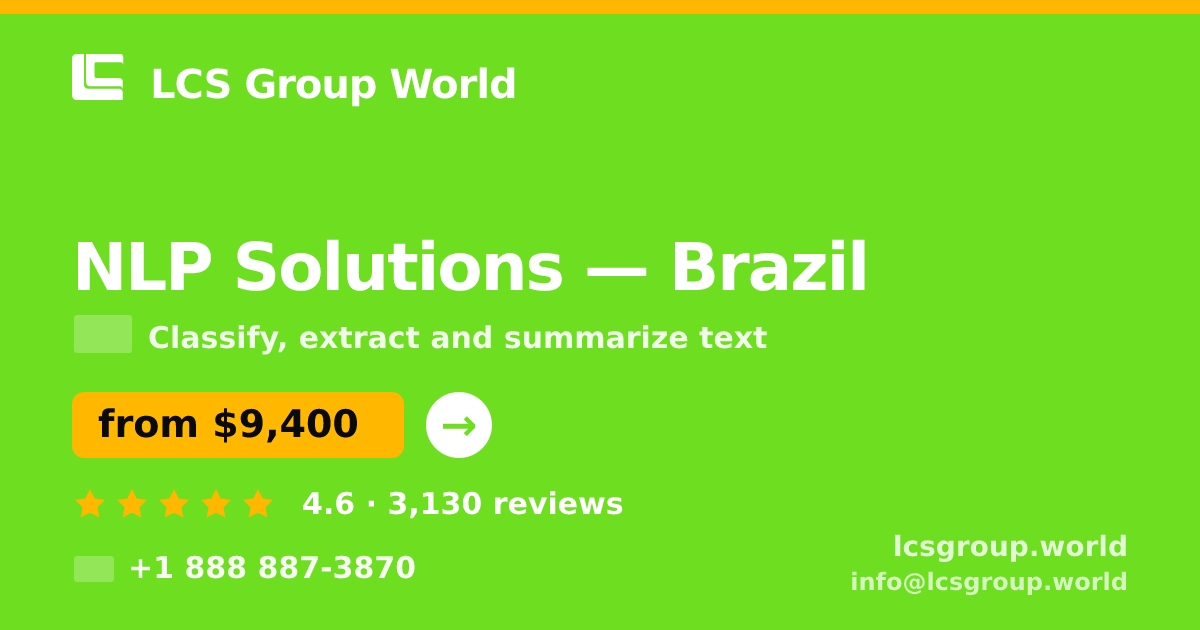 NLP Solutions in Brasília — from $6,400, rated 4.8/5 by 2231 clients. LCS Group World.