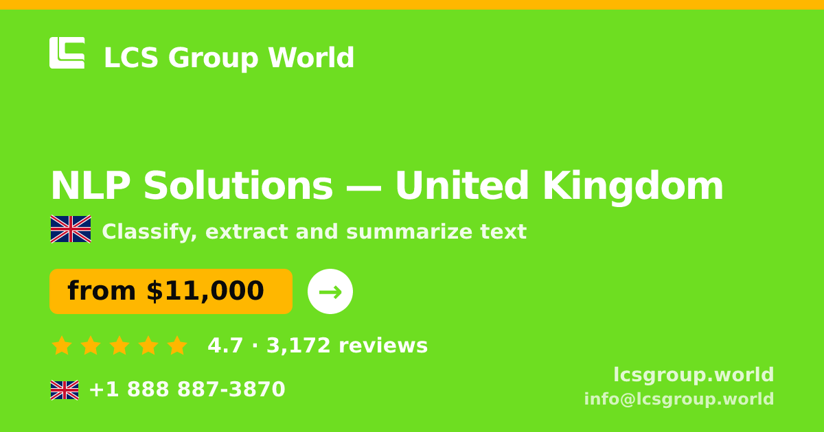 NLP Solutions in United Kingdom — from $11,000, rated 4.7/5 by 3172 clients. LCS Group World.