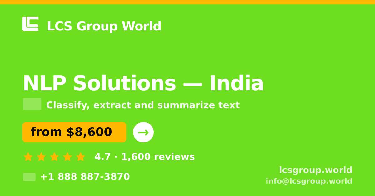 NLP Solutions in Delhi — from $4,500, rated 4.8/5 by 2586 clients. LCS Group World.