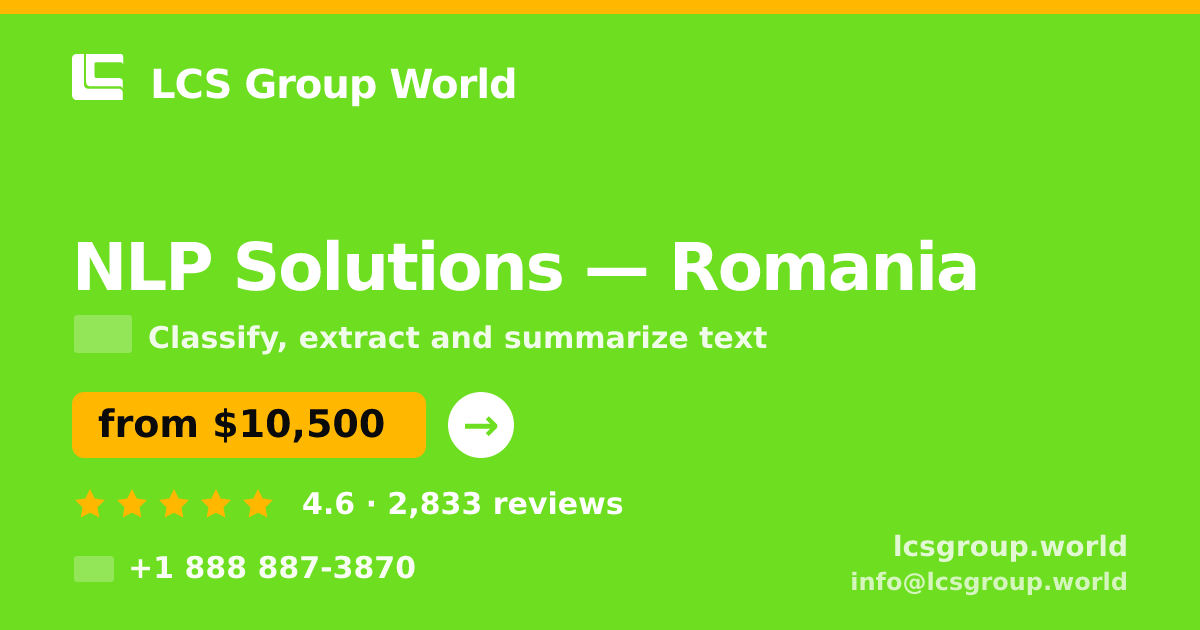 NLP Solutions in Romania — from $10,500, rated 4.6/5 by 2833 clients. LCS Group World.