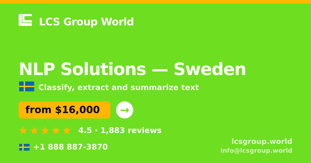 NLP Solutions in Sweden — from $16,000, rated 4.5/5 by 1883 clients. LCS Group World.