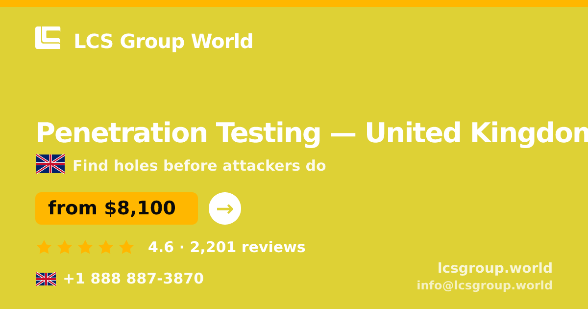 Penetration Testing in London — from $10,500, rated 4.9/5 by 494 clients. LCS Group World.