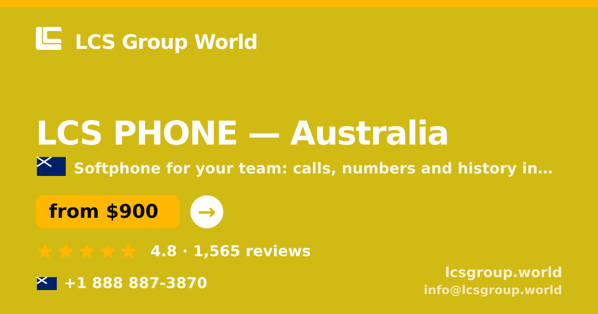 LCS PHONE in Australia — from $900/mo, rated 4.8/5 by 1565 clients. LCS Group World.