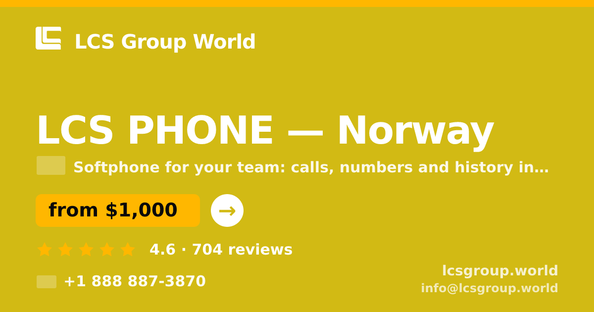 LCS PHONE in Norway — from $1,000/mo, rated 4.6/5 by 704 clients. LCS Group World.