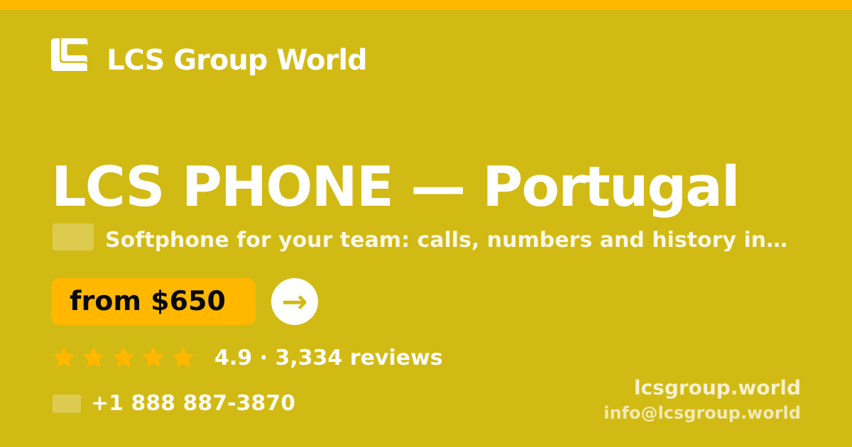 LCS PHONE in Lisbon — from $550/mo, rated 4.5/5 by 1570 clients. LCS Group World.