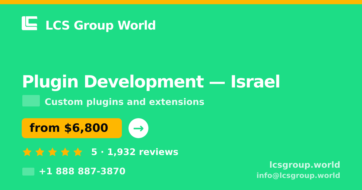 Plugin Development in Jerusalem — from $7,000, rated 4.9/5 by 1831 clients. LCS Group World.