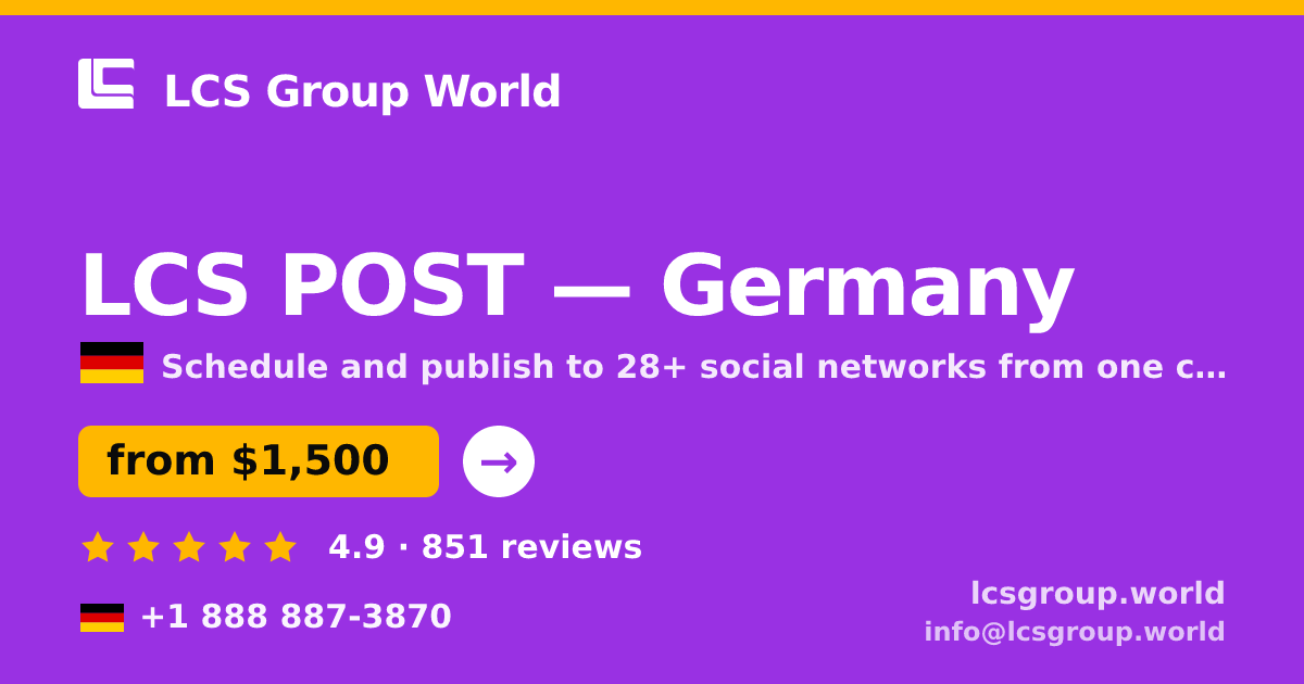 LCS POST in Germany — from $1,500/mo, rated 4.9/5 by 851 clients. LCS Group World.