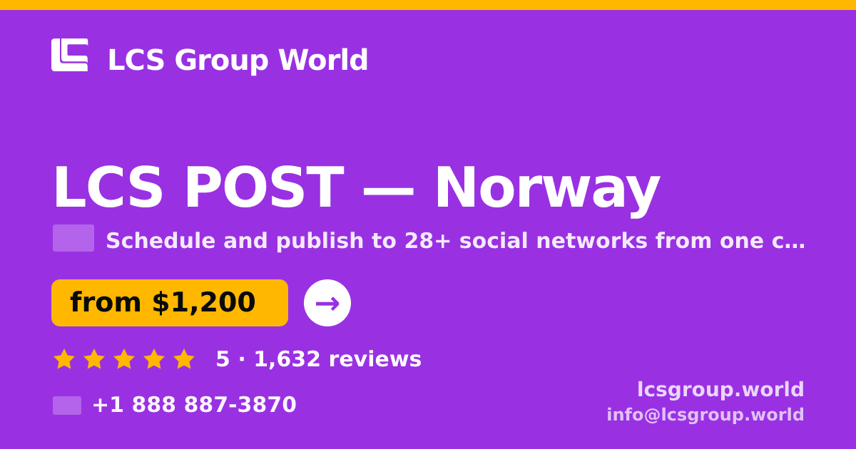 LCS POST in Norway — from $1,200/mo, rated 5/5 by 1632 clients. LCS Group World.