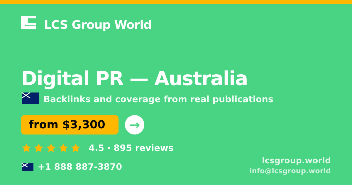 Digital PR in Sydney — from $2,800/mo, rated 4.8/5 by 1436 clients. LCS Group World.