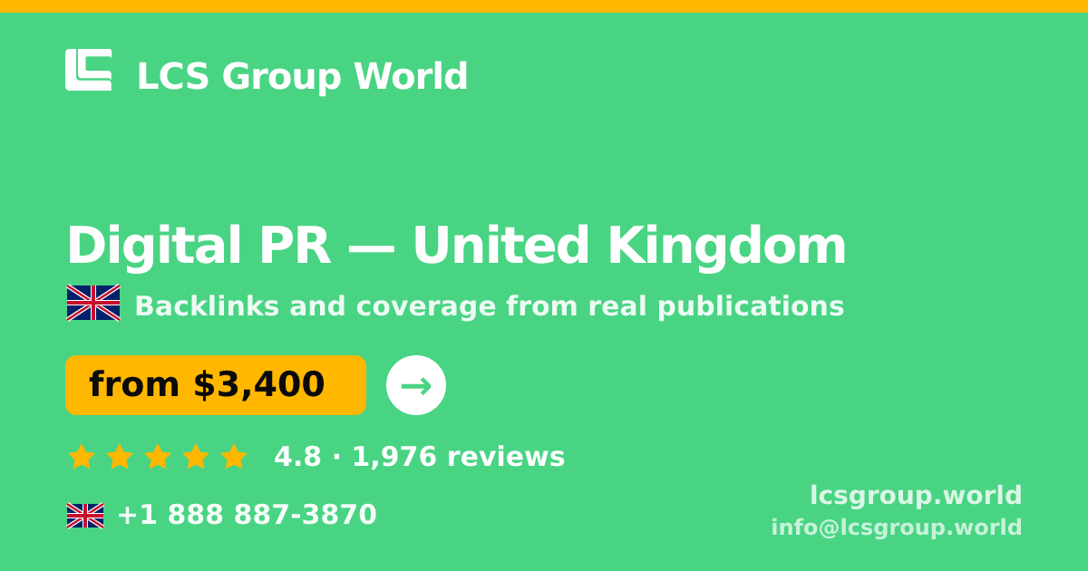 Digital PR in Birmingham — from $3,000/mo, rated 4.8/5 by 721 clients. LCS Group World.