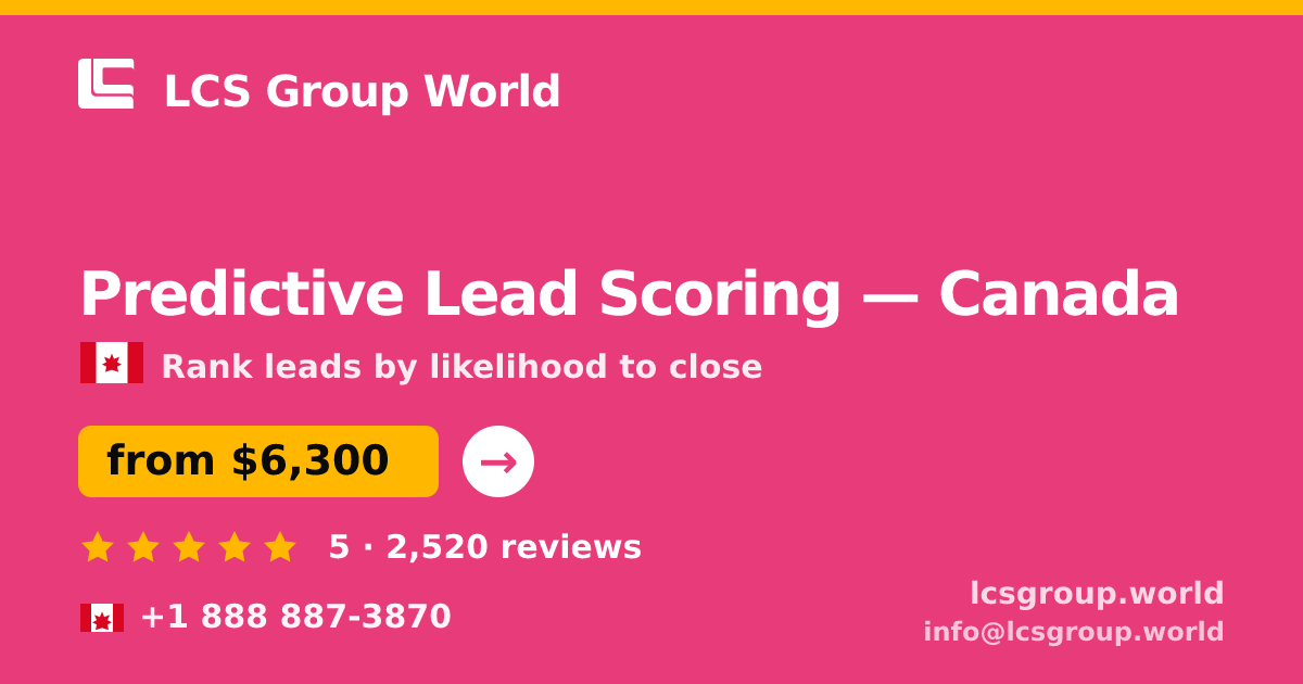 Predictive Lead Scoring in Canada — from $6,300, rated 5/5 by 2520 clients. LCS Group World.