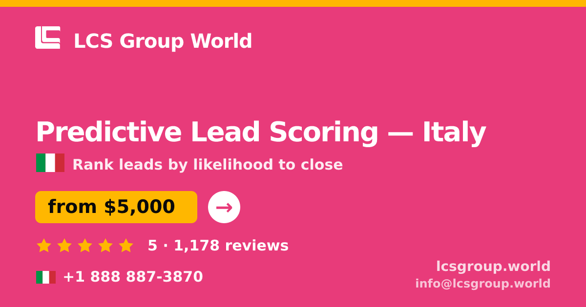 Predictive Lead Scoring in Italy — from $5,000, rated 5/5 by 1178 clients. LCS Group World.
