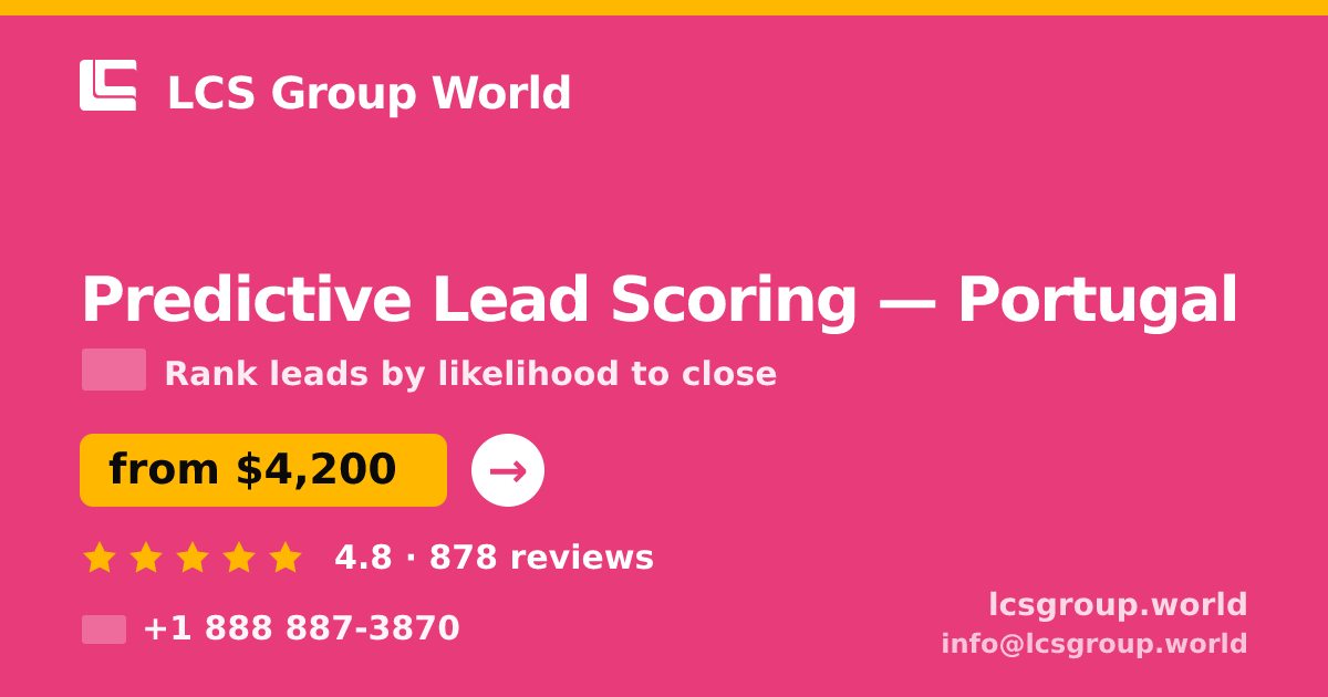 Predictive Lead Scoring in Portugal — from $4,200, rated 4.8/5 by 878 clients. LCS Group World.