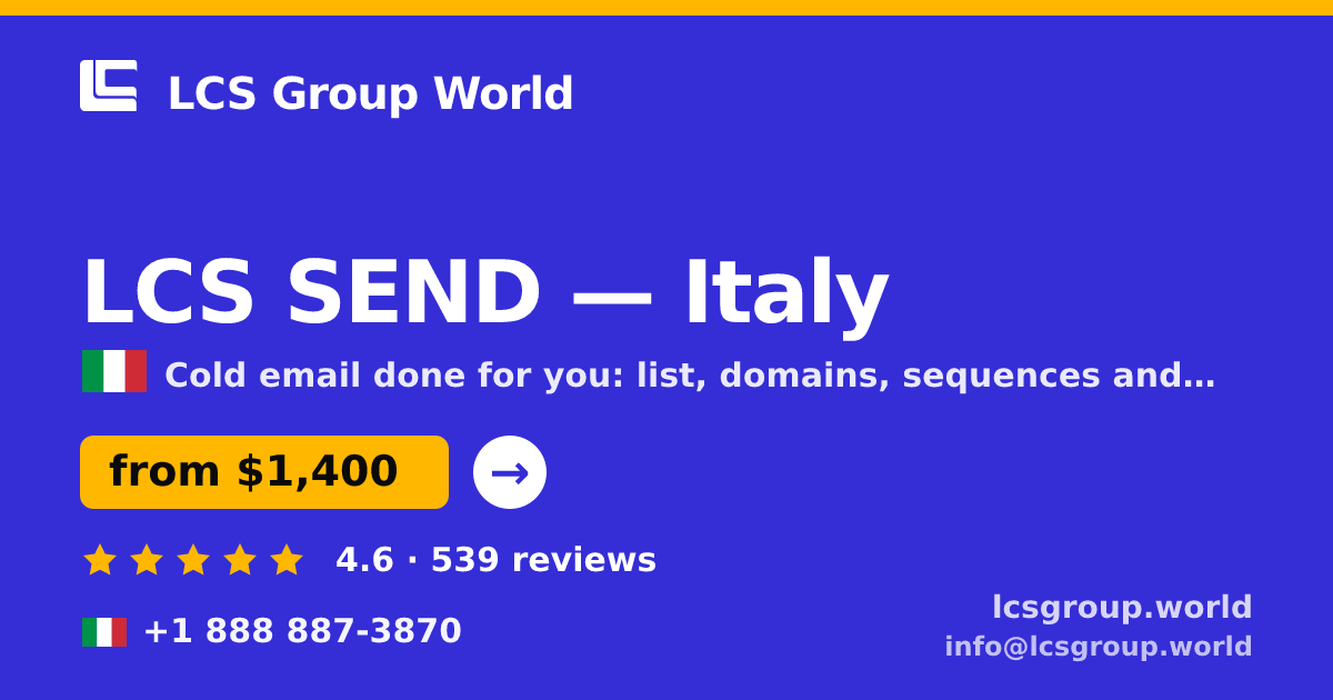 LCS SEND in Italy — from $1,400/mo, rated 4.6/5 by 539 clients. LCS Group World.