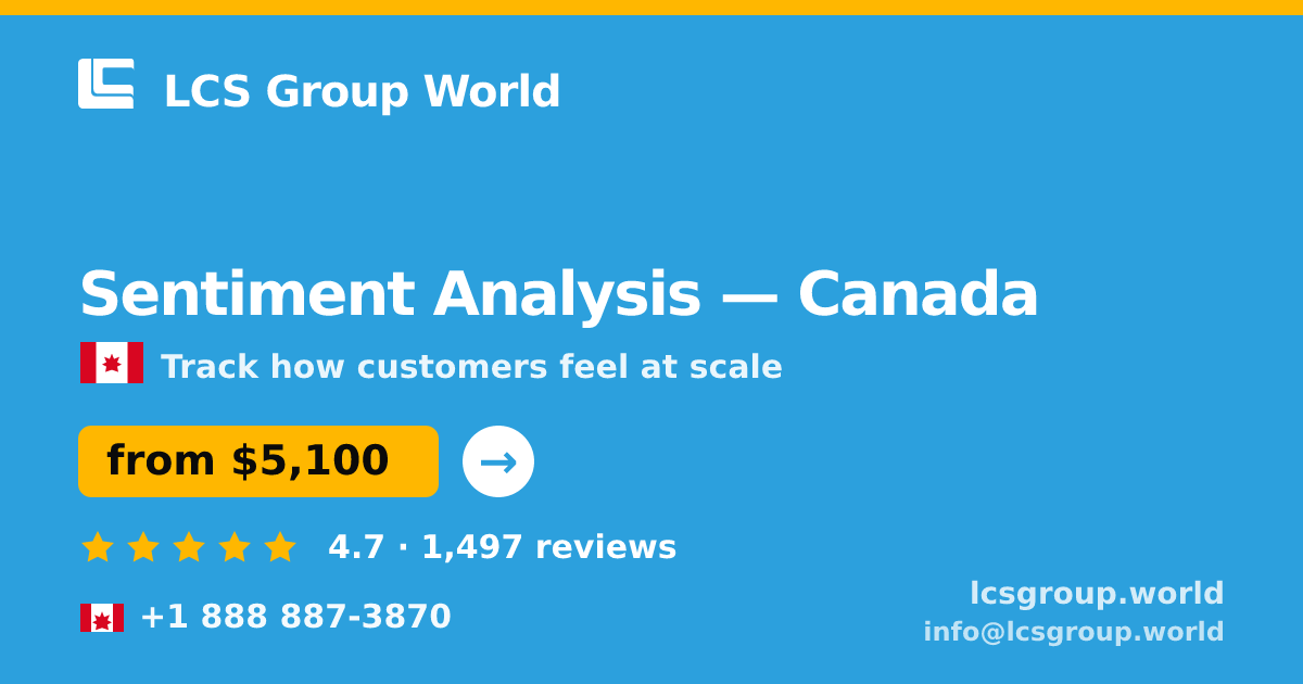 Sentiment Analysis in Toronto — from $4,300, rated 4.8/5 by 1785 clients. LCS Group World.
