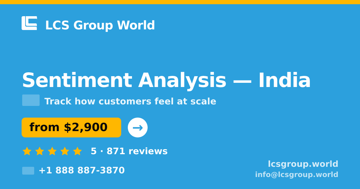 Sentiment Analysis in Hyderabad — from $1,800, rated 4.7/5 by 2094 clients. LCS Group World.