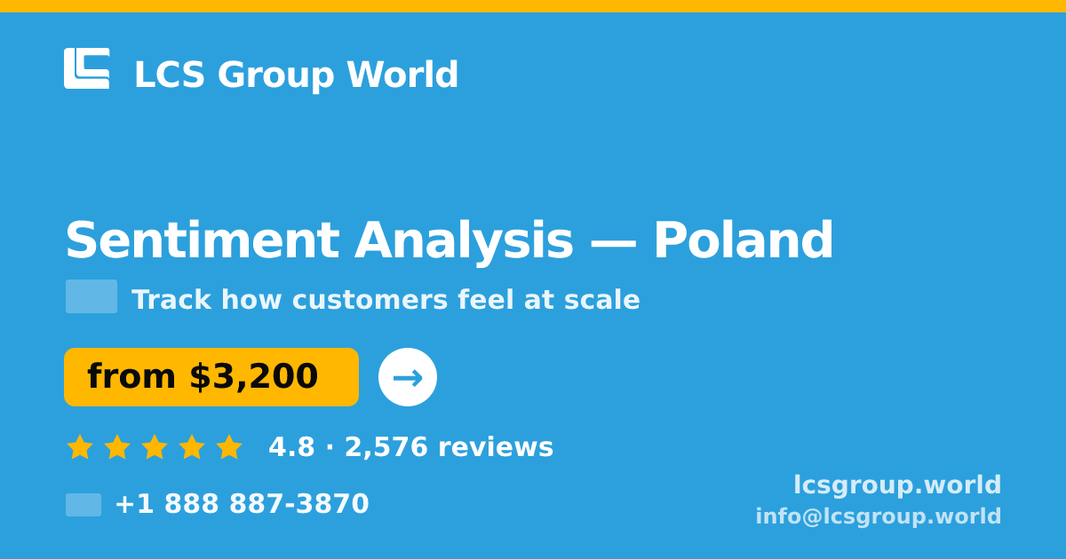 Sentiment Analysis in Poland — from $3,200, rated 4.8/5 by 2576 clients. LCS Group World.