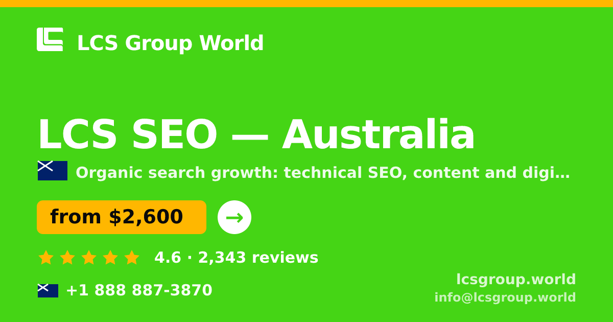 LCS SEO in Australia — from $2,600/mo, rated 4.6/5 by 2343 clients. LCS Group World.