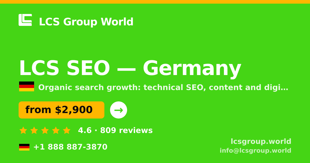 LCS SEO in Germany — from $2,900/mo, rated 4.6/5 by 809 clients. LCS Group World.