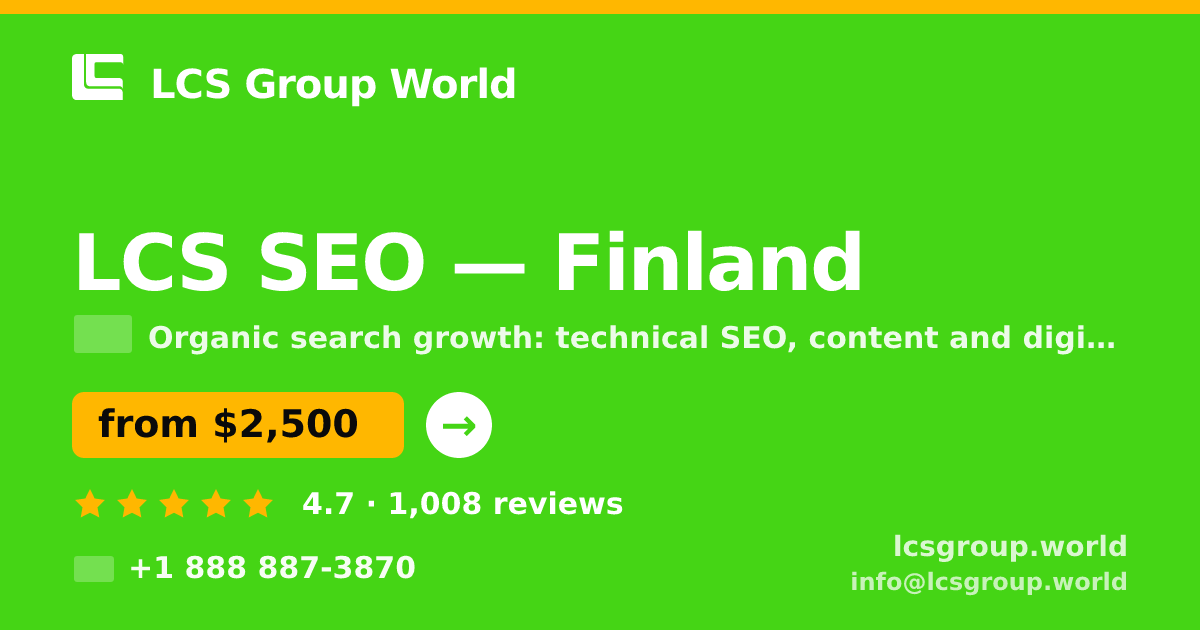 LCS SEO in Finland — from $2,500/mo, rated 4.7/5 by 1008 clients. LCS Group World.