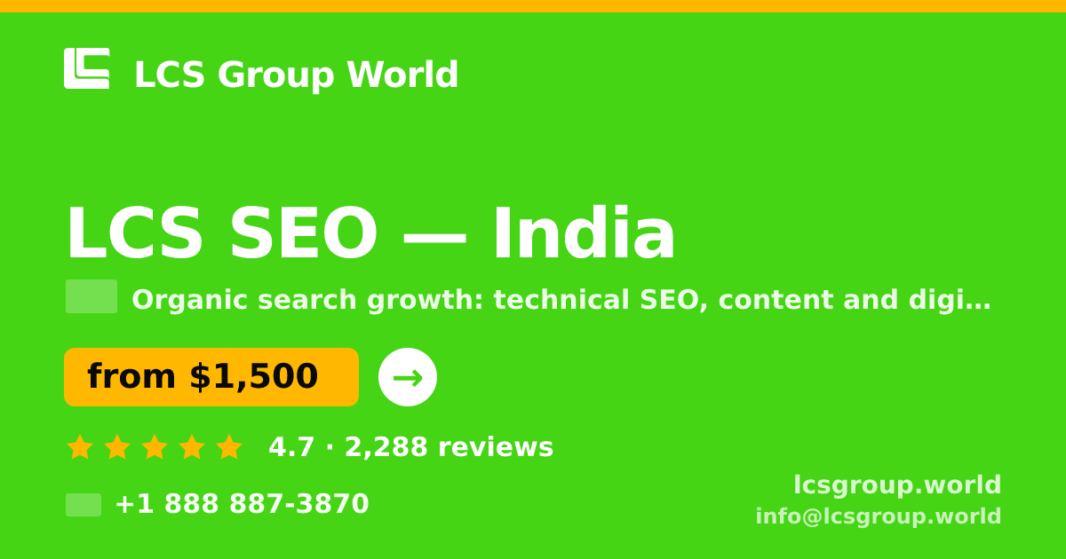 LCS SEO in India — from $1,500/mo, rated 4.7/5 by 2288 clients. LCS Group World.