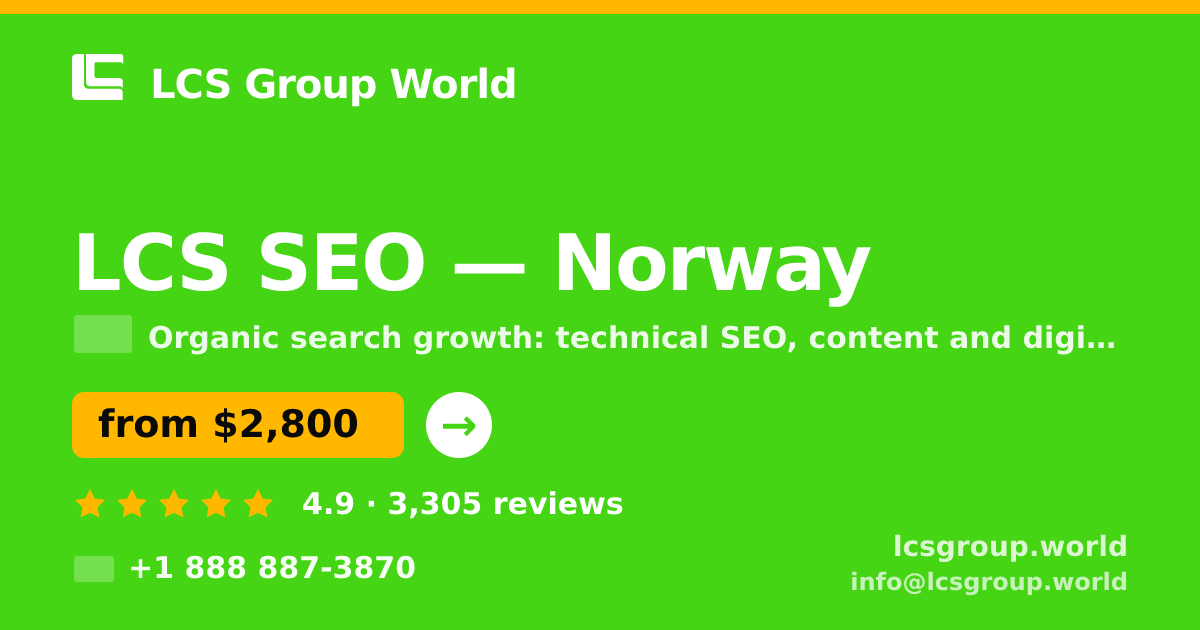 LCS SEO in Norway — from $2,800/mo, rated 4.9/5 by 3305 clients. LCS Group World.