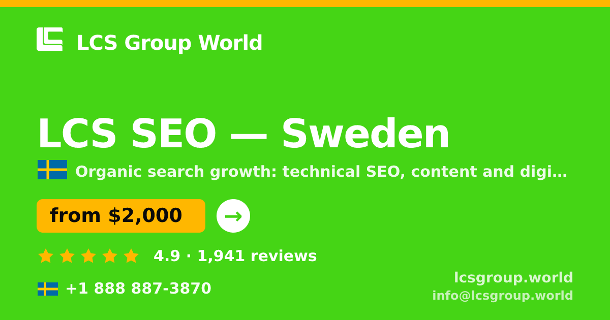 LCS SEO in Stockholm — from $3,000/mo, rated 4.5/5 by 1399 clients. LCS Group World.
