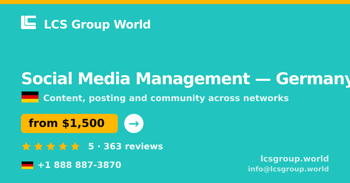 Social Media Management in Berlin — from $1,500/mo, rated 4.9/5 by 3243 clients. LCS Group World.
