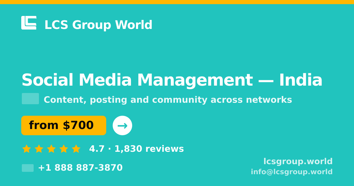 Social Media Management in Hyderabad — from $550/mo, rated 4.5/5 by 2278 clients. LCS Group World.