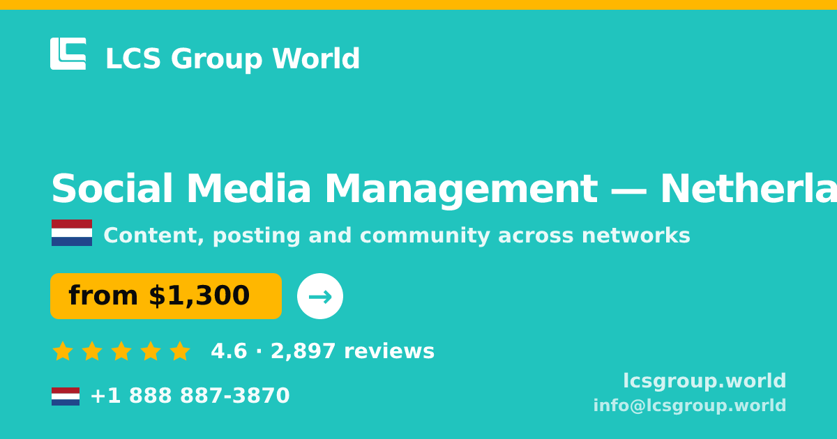Social Media Management in The Hague — from $1,500/mo, rated 4.8/5 by 687 clients. LCS Group World.