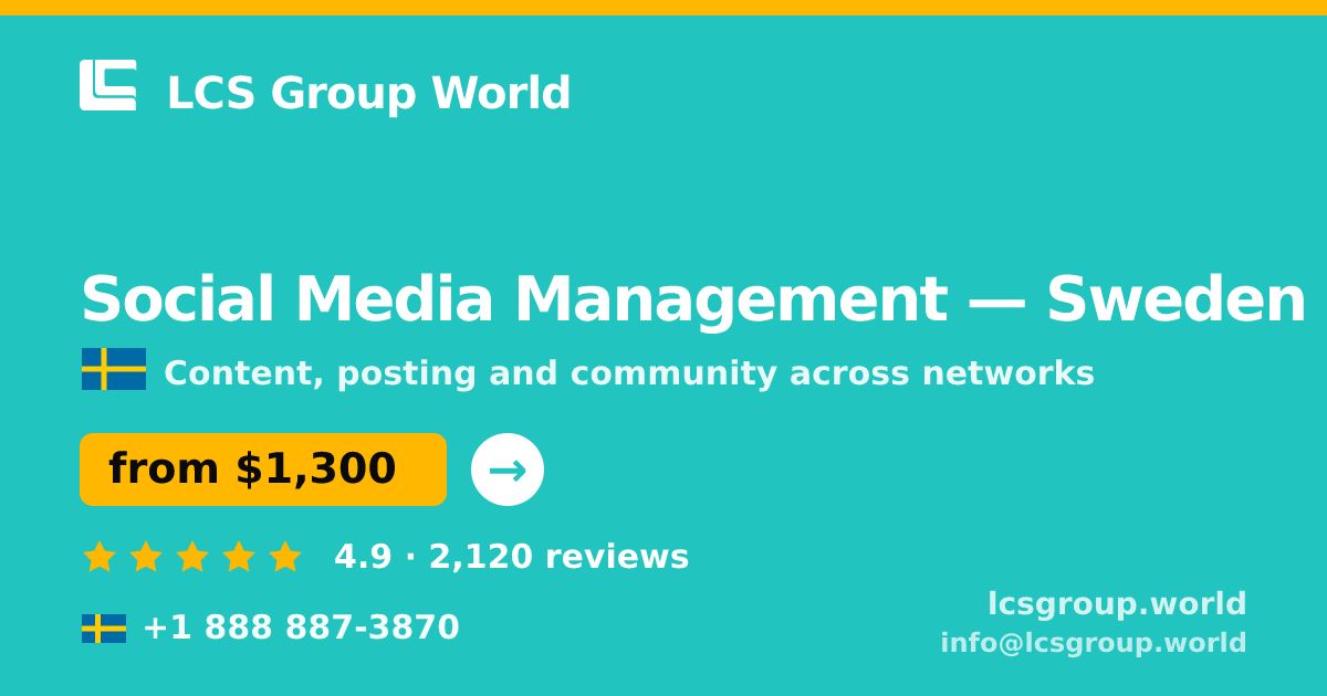 Social Media Management in Stockholm — from $1,400/mo, rated 4.5/5 by 1165 clients. LCS Group World.