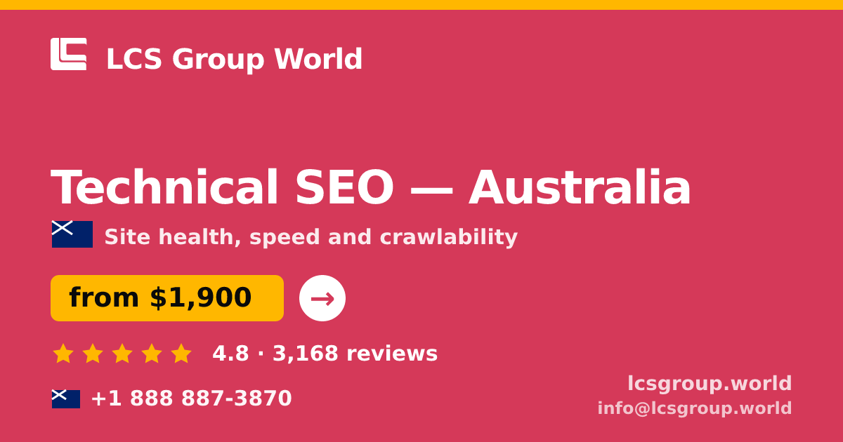Technical SEO in Australia — from $1,900, rated 4.8/5 by 3168 clients. LCS Group World.