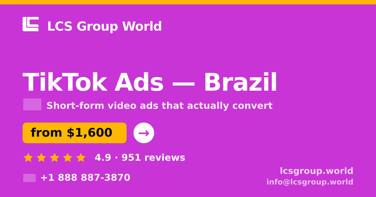 TikTok Ads in Brasília — from $1,400/mo, rated 4.6/5 by 2893 clients. LCS Group World.