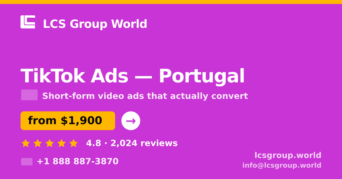 TikTok Ads in Porto — from $1,900/mo, rated 4.8/5 by 2073 clients. LCS Group World.