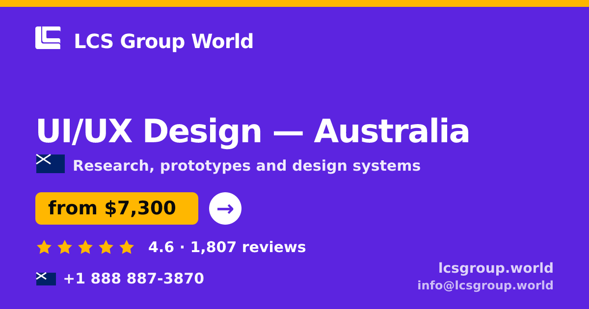UI/UX Design in Melbourne — from $8,100, rated 4.9/5 by 938 clients. LCS Group World.