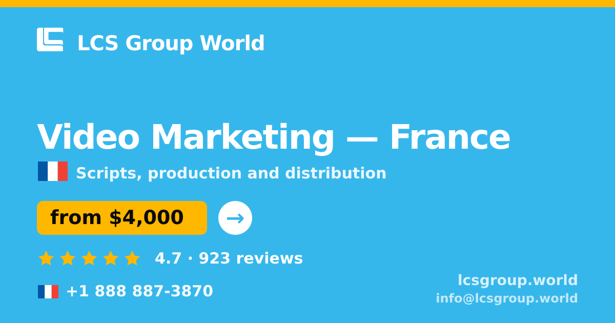 Video Marketing in Lyon — from $4,400, rated 4.5/5 by 2505 clients. LCS Group World.