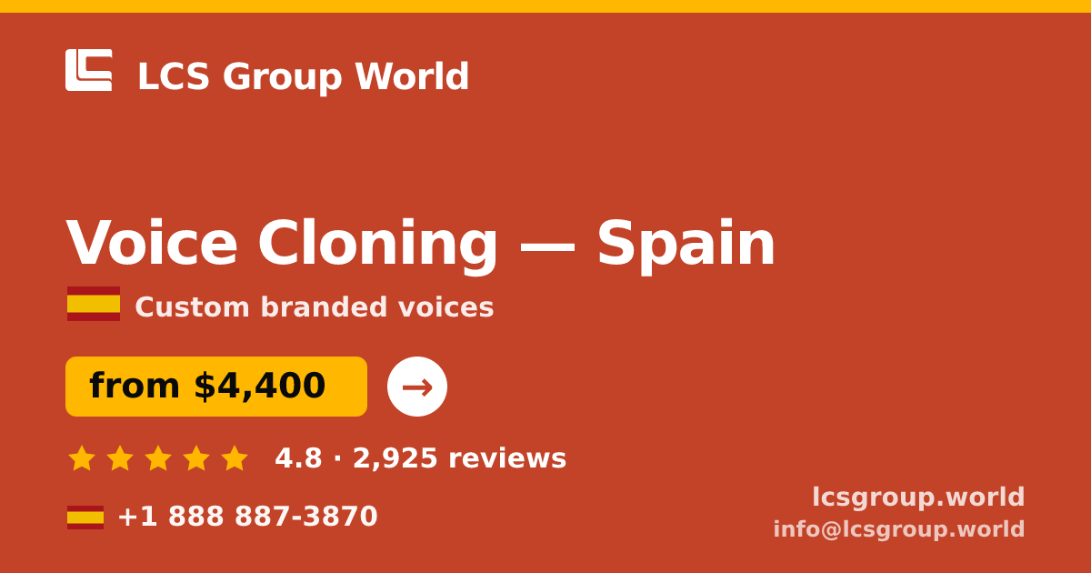 Voice Cloning in Valencia — from $3,900, rated 4.9/5 by 1233 clients. LCS Group World.