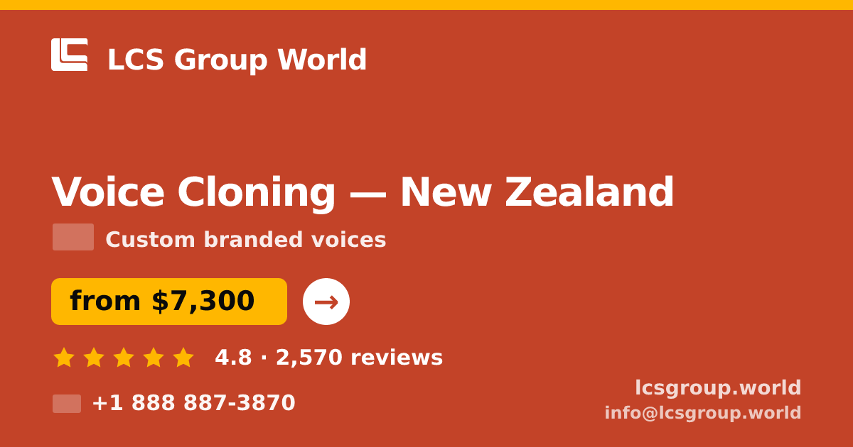 Voice Cloning in Auckland — from $5,300, rated 5/5 by 1994 clients. LCS Group World.