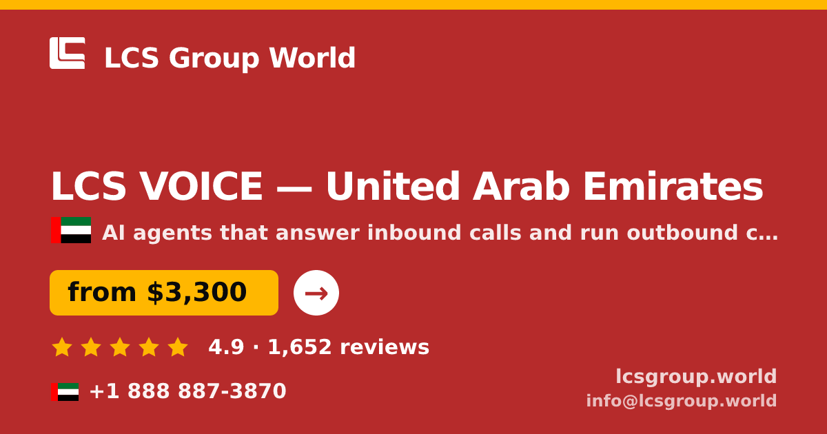 LCS VOICE in United Arab Emirates — from $3,300/mo, rated 4.9/5 by 1652 clients. LCS Group World.